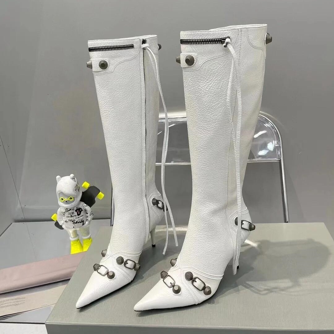 Knee High Designer Luxury Shoe Boot Leather Strap Zipper Quality Fashion Party boots Outdoor Street Wear Modern Original Design Hot Sale Trendy Buck