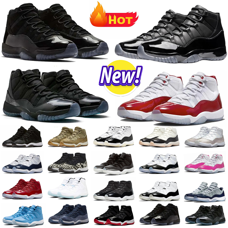 With Box 11 high low Basketball Shoes Gamma Blue Cherry Cool Grey Bred Midnight Cap and Gown Low Plus Black Anniversary Mens Sports Sneakers 36-47