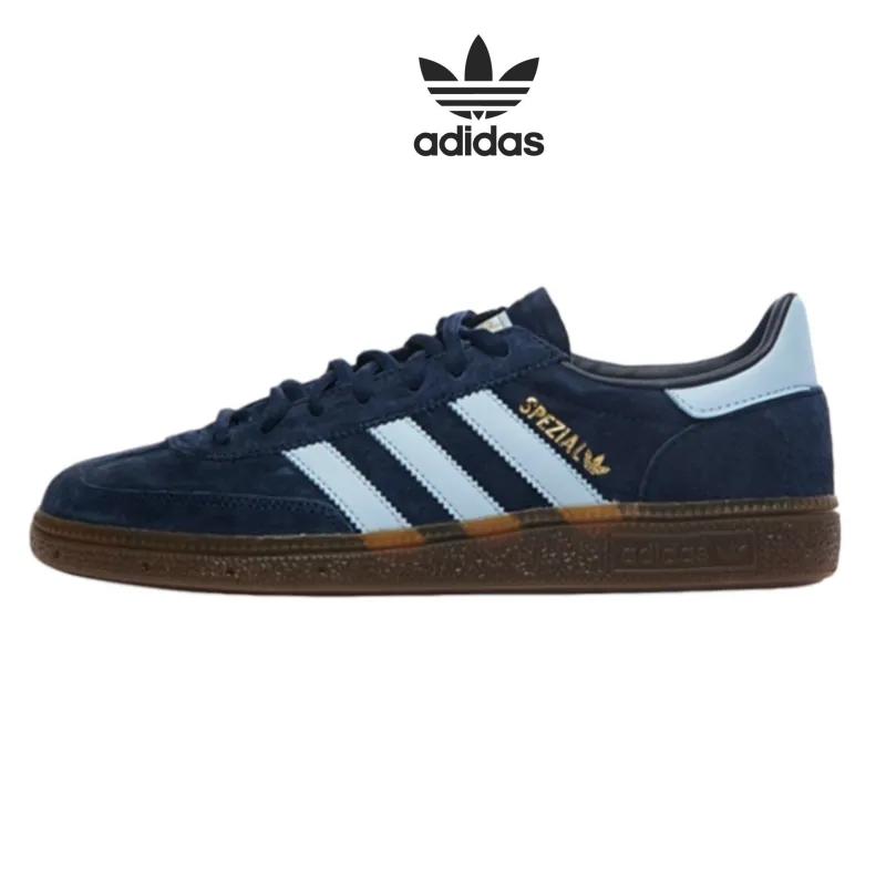 Free shipping Men Women Classic Handball Spezial Vintage Sneakers Dark Navy Suede Upper Pale Blue Three Stripes Gum Sole Retro Low Top Daily Street