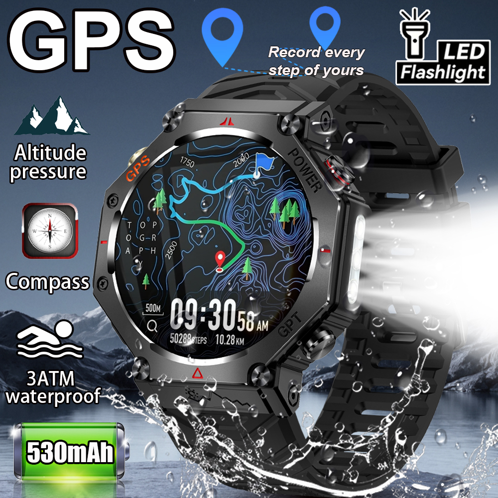 New ChatGPT AI assistant smartwatch with 5ATM water resistance, GPS, built-in dual-frequency GNSS compass. For men and women 26Y0909