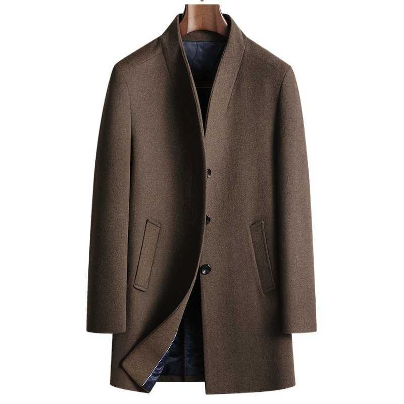 Collar New Stand Winter Men Business Trench Coats Casual Long Jackets Male Cashmere Overcoats Man Woolen Blends Coats Size 6XL D260909