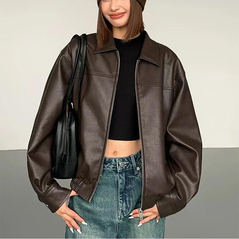 Women's Leather Casual Clothing PU Jacket 2026 Autumn Hong Kong Style Retro Motorcycle For Women H841 bb