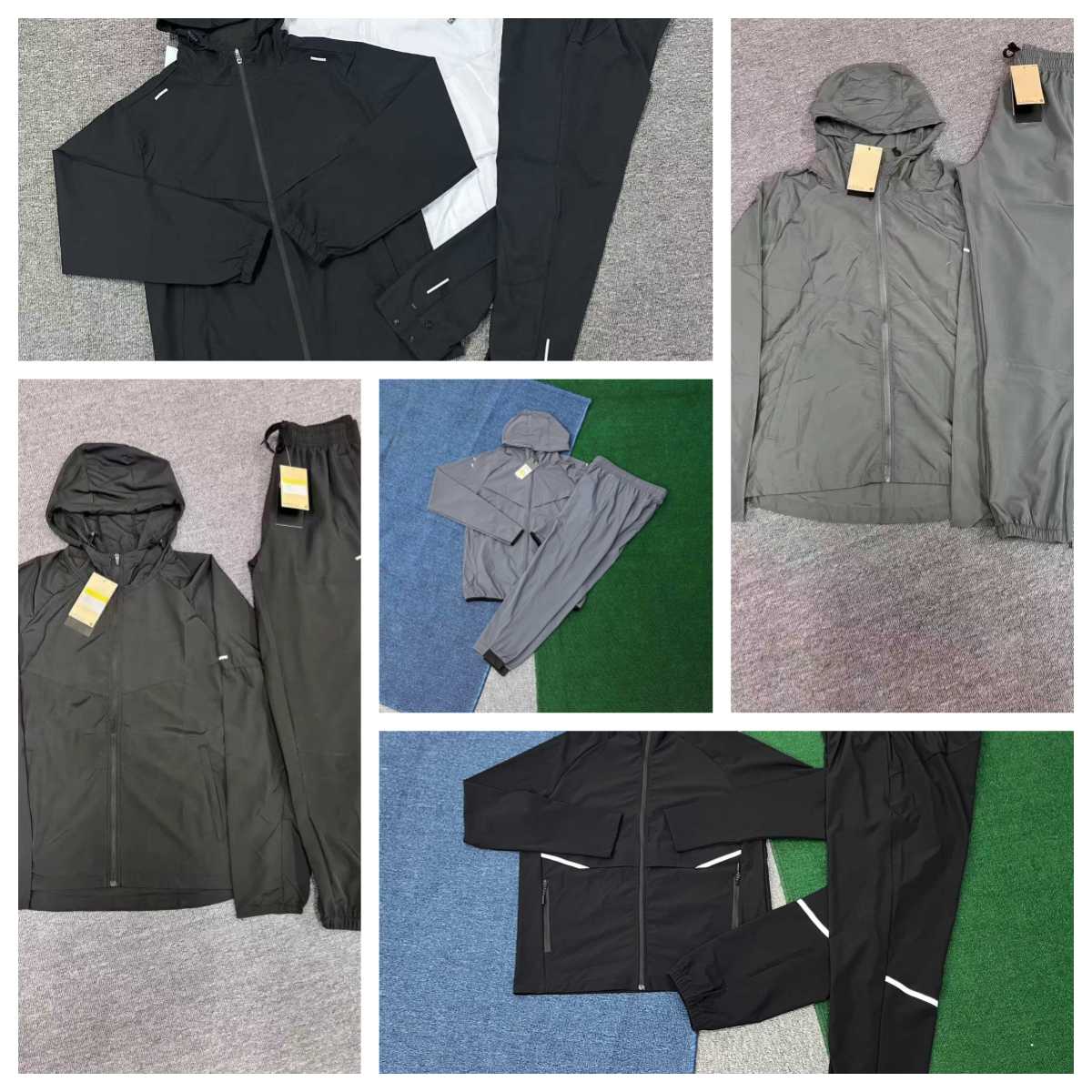 2026 New Men's Hooded Tracksuit 2 Piece Set Lightweight Windbreaker Jacket and Jogger Pants Running Sportswear