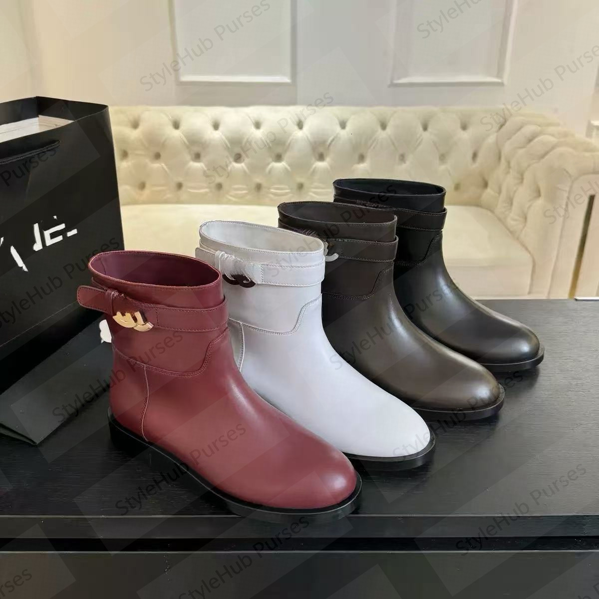 26 CC Designer Boots High Shark Women Luxury Rain Boot Genuine Leather Fall Winter Knee High Quality Slip On Classic Casual Waterproof Footwear Cowb