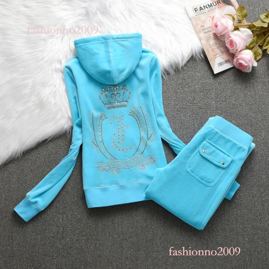 High Quality Juicy Couturelys Tracksuit Womens Women Short Juicy Long Sleeved Suit Velvet Juicy Coture Hoodies Two Piece Sportswear Pullover Versati