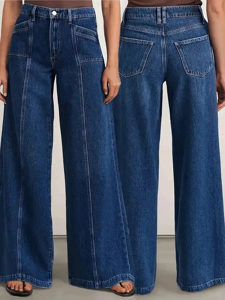 "Jeans da donna a gamba larga blu intenso - Pantaloni in denim alla moda per comfort e versatilità 260909