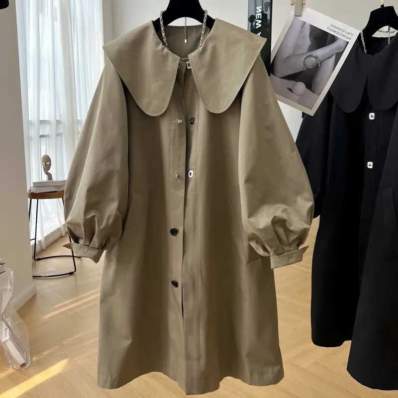 Coat Chic Trench Medium-length Women's Doll Collar Design Sensibility For Autumn Niche Lazy Style Overcoat D260909
