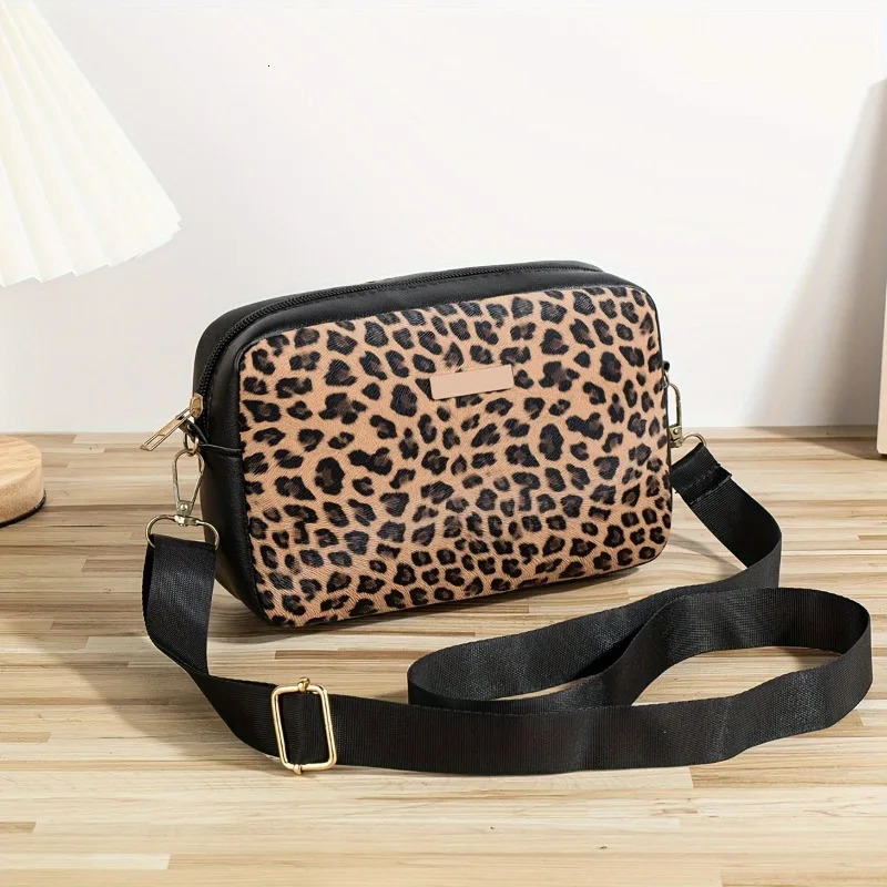 Leopard Print Crossbody Bag for Women Fashion Casual Shoulder Lightweight Purse Versatile Office Daily Going Out 260908