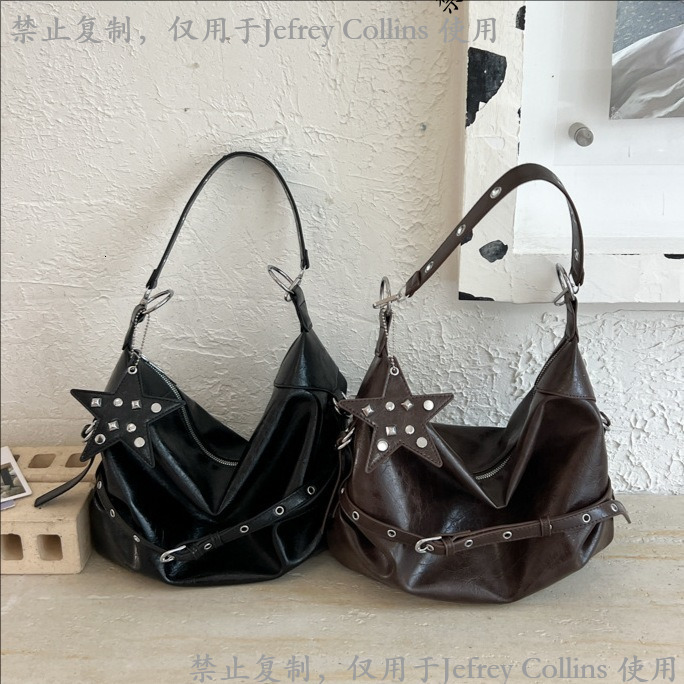 designer bag Korean niche star studded underarm biker for women, 2026 new hot girl style crossbody bag, large capacity tote bag