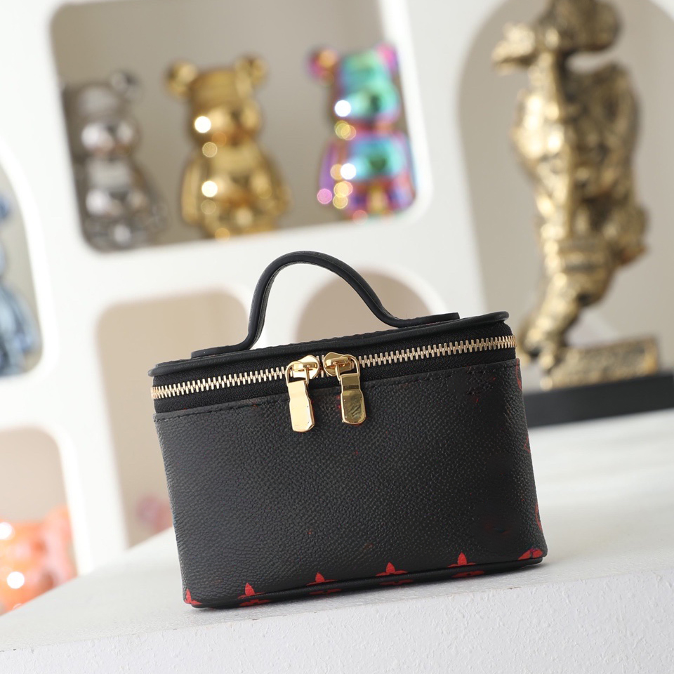 women nice beauty cosmetic bag designer monogram infrarouge coated canvas with glossy finish make up bags cowhide-leather trim toiletry bags m2a285