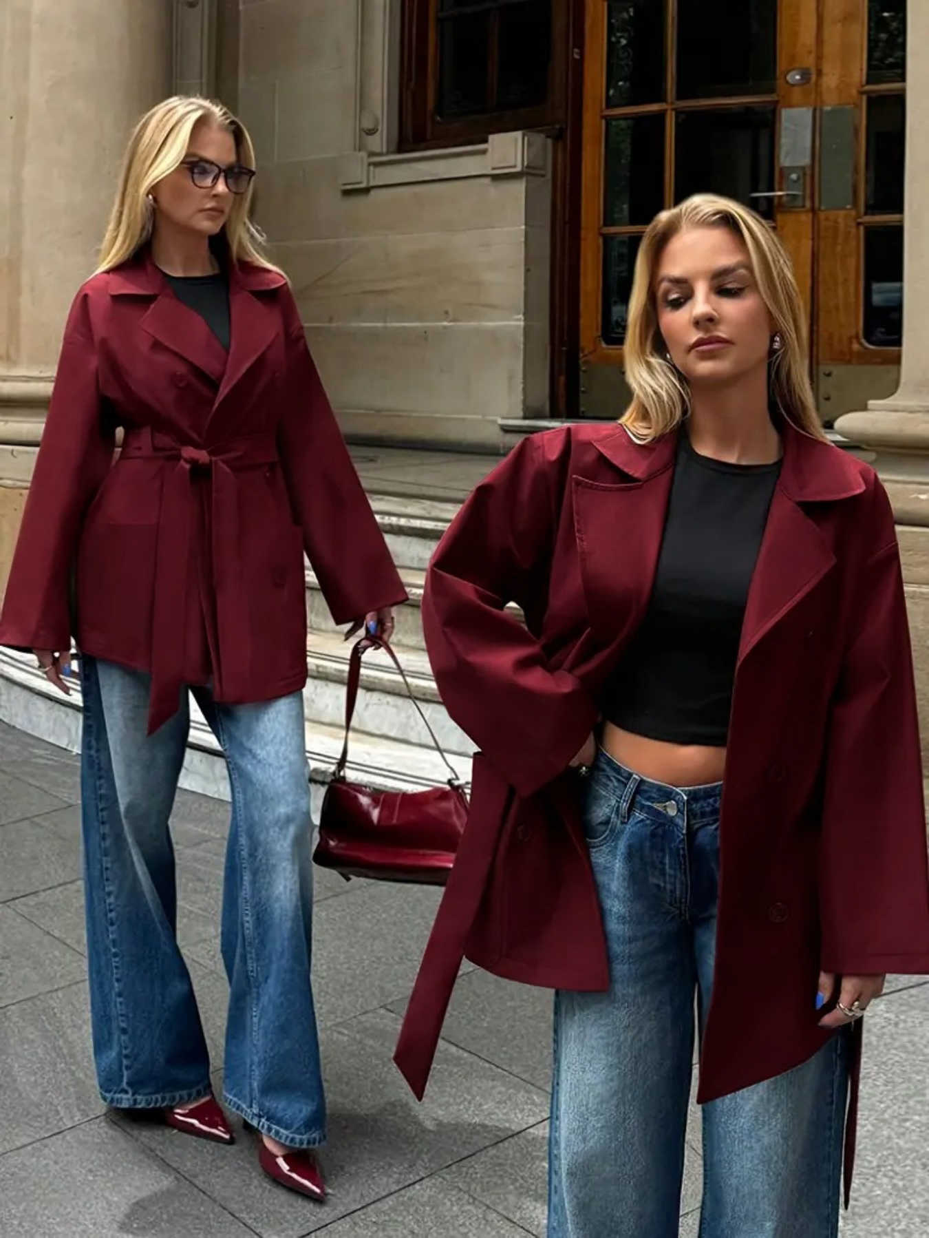 minimalist Elegant solid women's color trench coat D260909