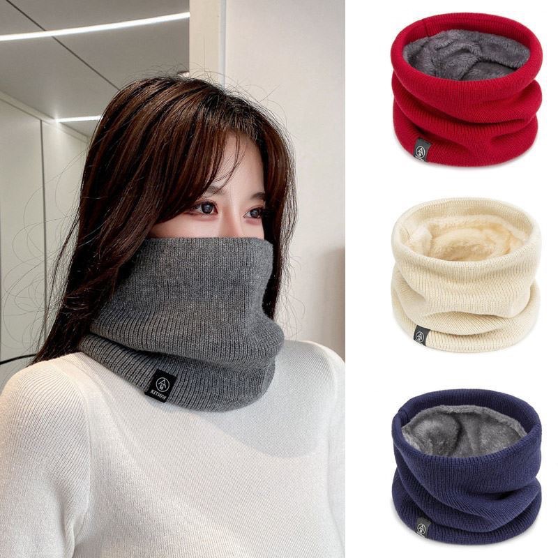 Fashion Women Knitted Scarf Solid Cashmer Like Winter Snood Scarves Lady Warm Wool Fur Thick Unisex Men Neck Scarfs Ring