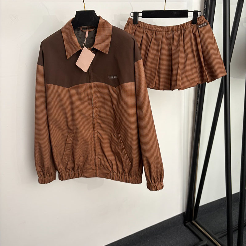 Preppy Style Women Jackets Designer Plaid Oversize Fit Vintage Brown Coats Autumn Outdoor Brand Windproof Sports Baseball Jackets
