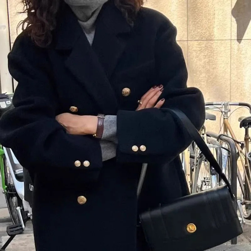 Double-breasted Suit Woolen Coat Women Winter 2026 Korean Wool Jacket High-quality Outwear Temperament Lapel Overwear Female 260909