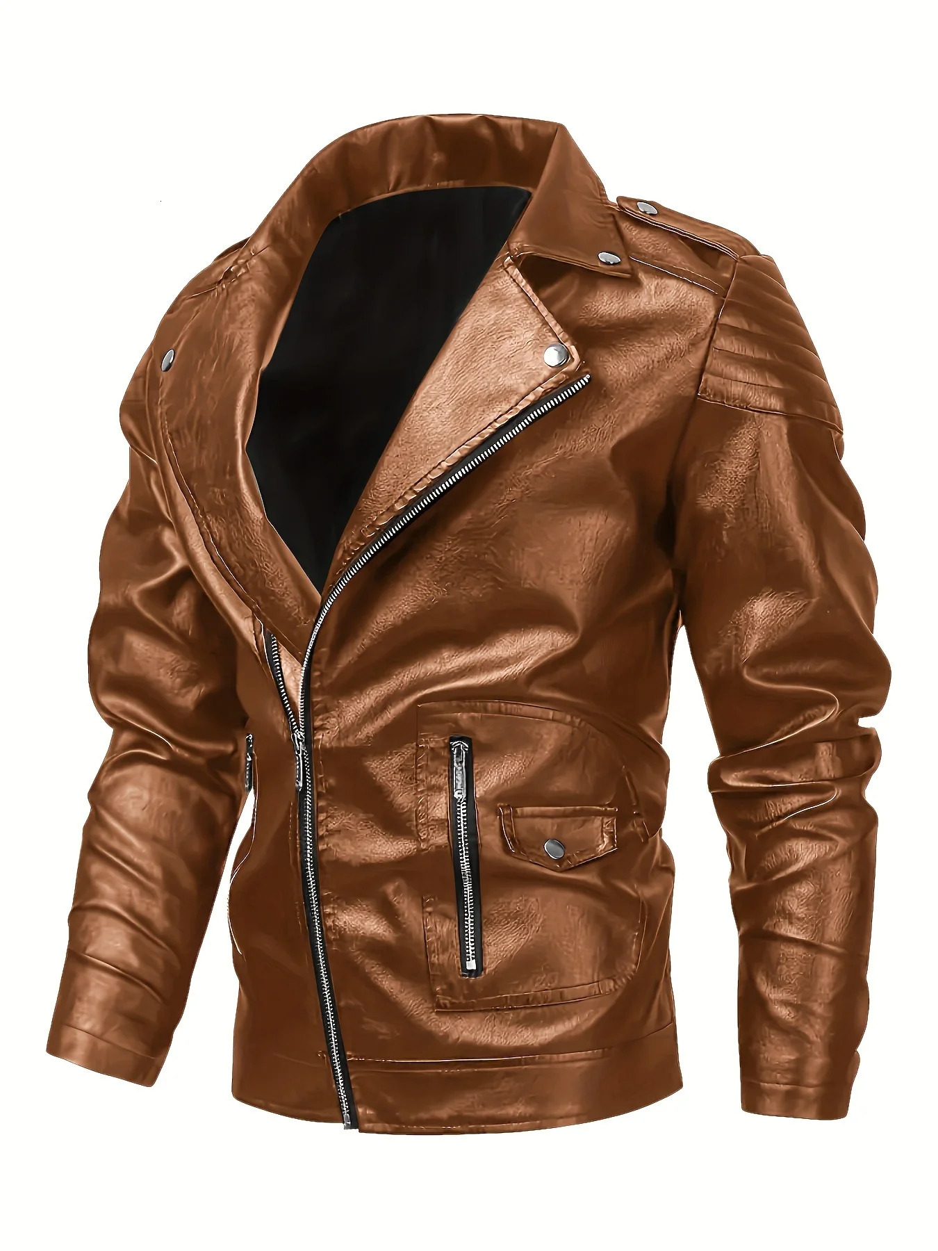 Clothes Man Stylish Faux Leather Biker Jacket Mens Vintage Black for Men Driving Jackets 260902