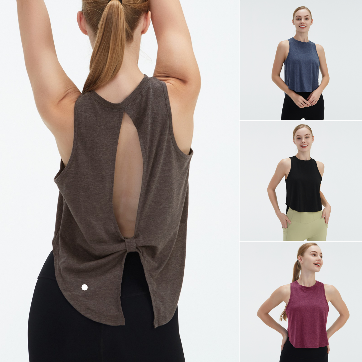 L6545 Women's Tank Top Outerwear Sports Sweatshirt Running Fitness Top Loose Fit V-Back Yoga