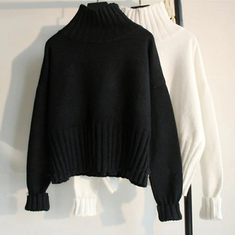 Women's Sweaters Autumn Winter Turtleneck Sweater For Women Thick Warm Long Sleeve Pullover Woman Solid Casual Loose Fit Knitted Top be