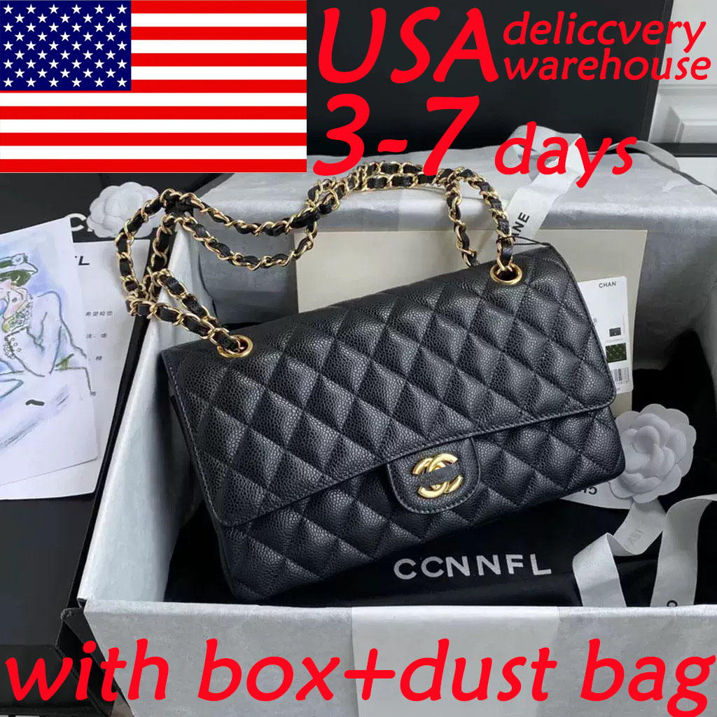 10A Designer bag 2026 trends CF Shoulder Bag Luxury Caviar sheepskin High Quality Plaid Flap Handbag Gold Chain Leather Metal Letter Gold Silver Col