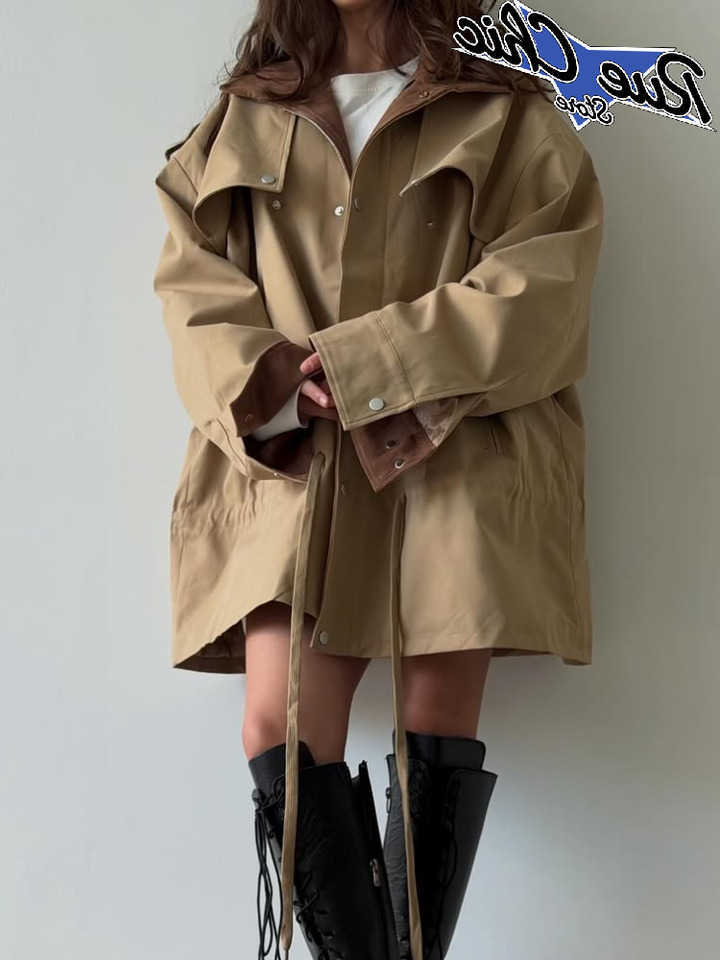Collar Solid Up Color Stand Windbreaker Women Casual Full Sleeves Single Breasted Loose Fit Coats Lady Daily Outwear D260909