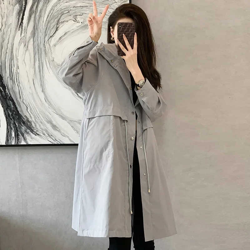 Windbreaker Casual Loose Women Button Pockets Hooded Quick Dry Windproof Waterproof Clothes For Outdoor Hiking Camping D260909