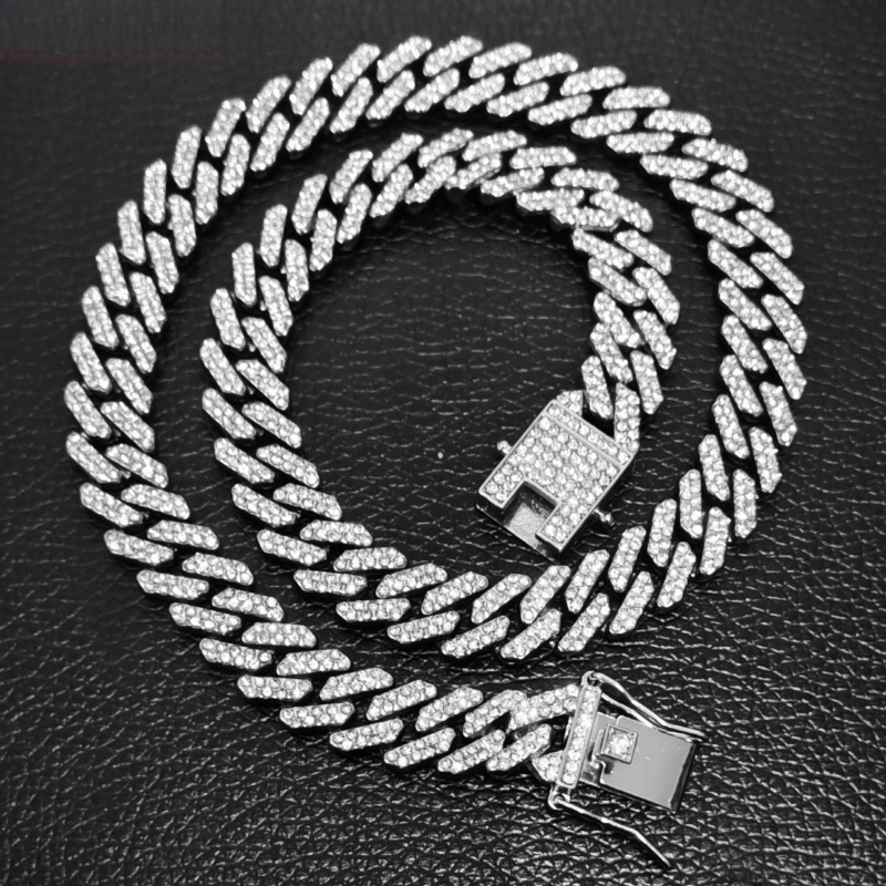 Hip Hop Inspired 925 Sterling Silver Cuban Link Chain for Men Featuring Large Round Moissonsites
