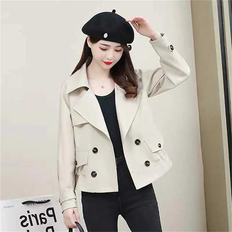 High-quality Short Windbreaker Women's 2024 Spring And Autumn New Large Lapel Double-Breasted Top Female Trench D260909