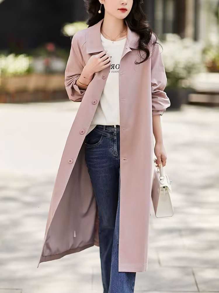 Audrey Hepburn Style Long Classic Coat for Women 2026 Spring/Autumn New Fashion Trendy Loose Buckle Slim High-Quality Outerwear D260909