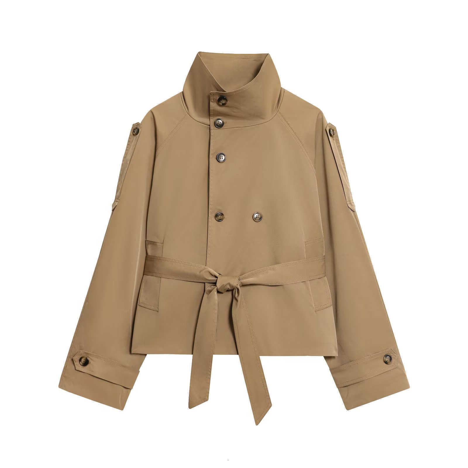 style French Autumn stand new up collar with raglan sleeves trench coat for slimming and waist cinching casual women's wear D260909