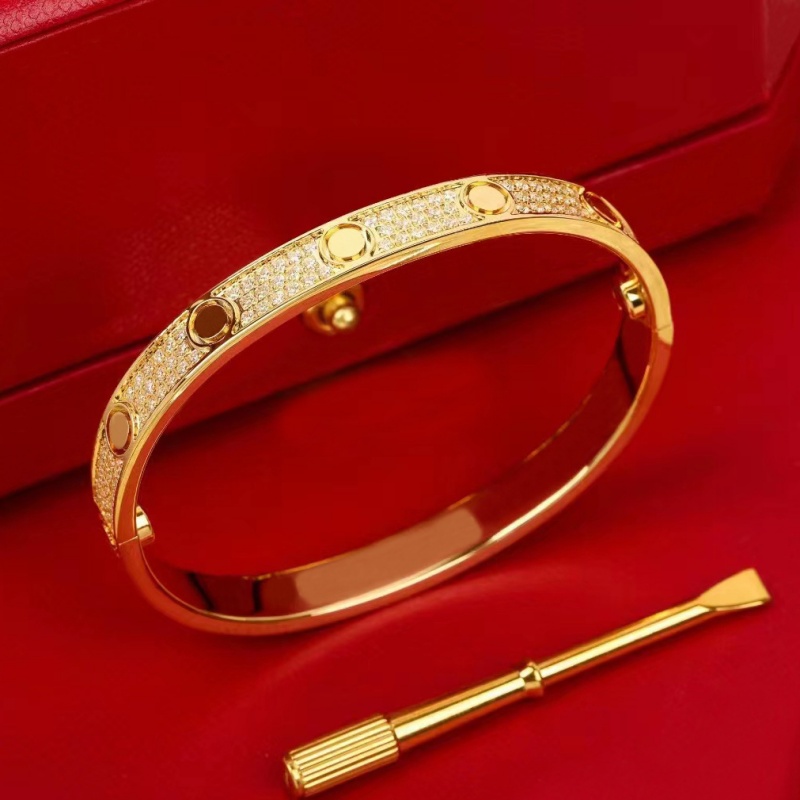 Luxury Designer Jewelry High Quality 18K Gold Bangle Screw Bracelet Designer For Women Diamond Bangle Size 17-19 Bracelet Homme bangles bracelets me