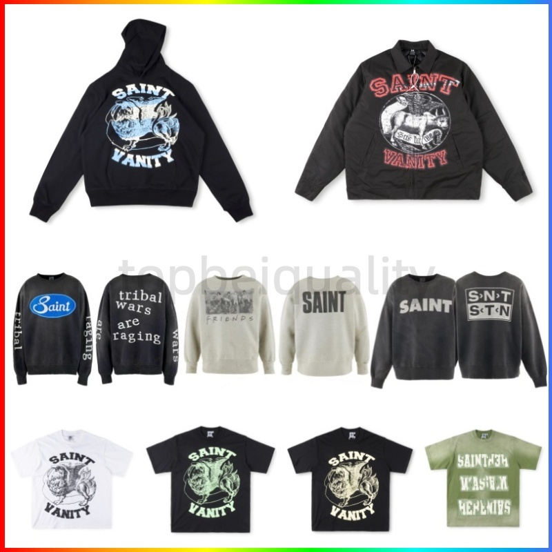 5A saint Vainty Mens t shirt Designer Saint Vanity nylon Shirt Short set tracksuit hoodie jacket Streetwear Unisex Sleeve Vintage Print Letter pants