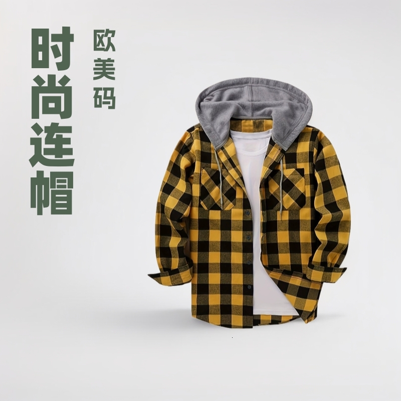 Luxury Brand Designer Clothes Hot-Selling European And American Size Men's New York Fashion Trend Hooded Plaid Sweatshirt Flannel Hoodie