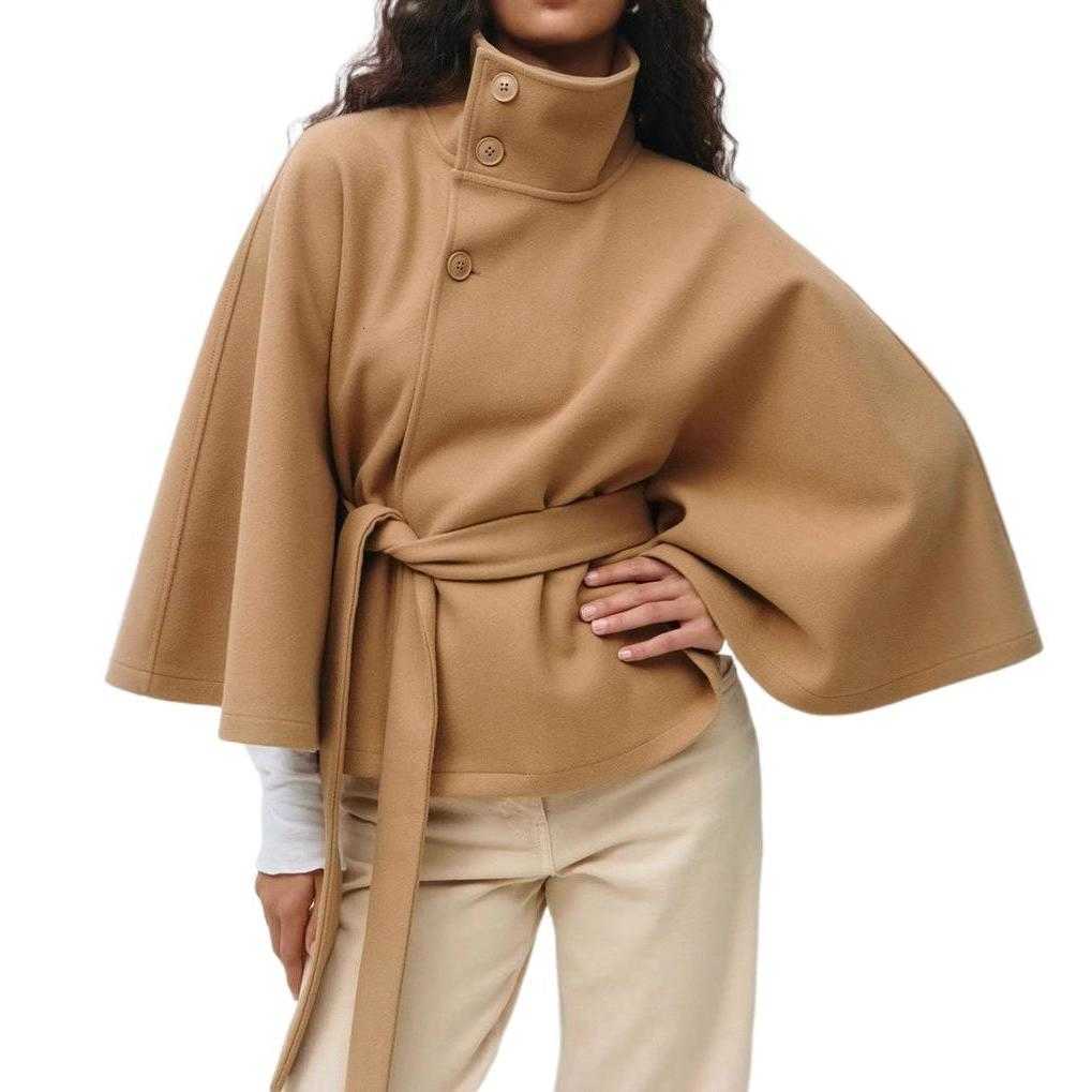 Trench Autumn Winter Turtleneck Women's Long Solid Sleeve Loose Button Slash Cardigan Overcoats Outwear HXFS-20250922001 D260909