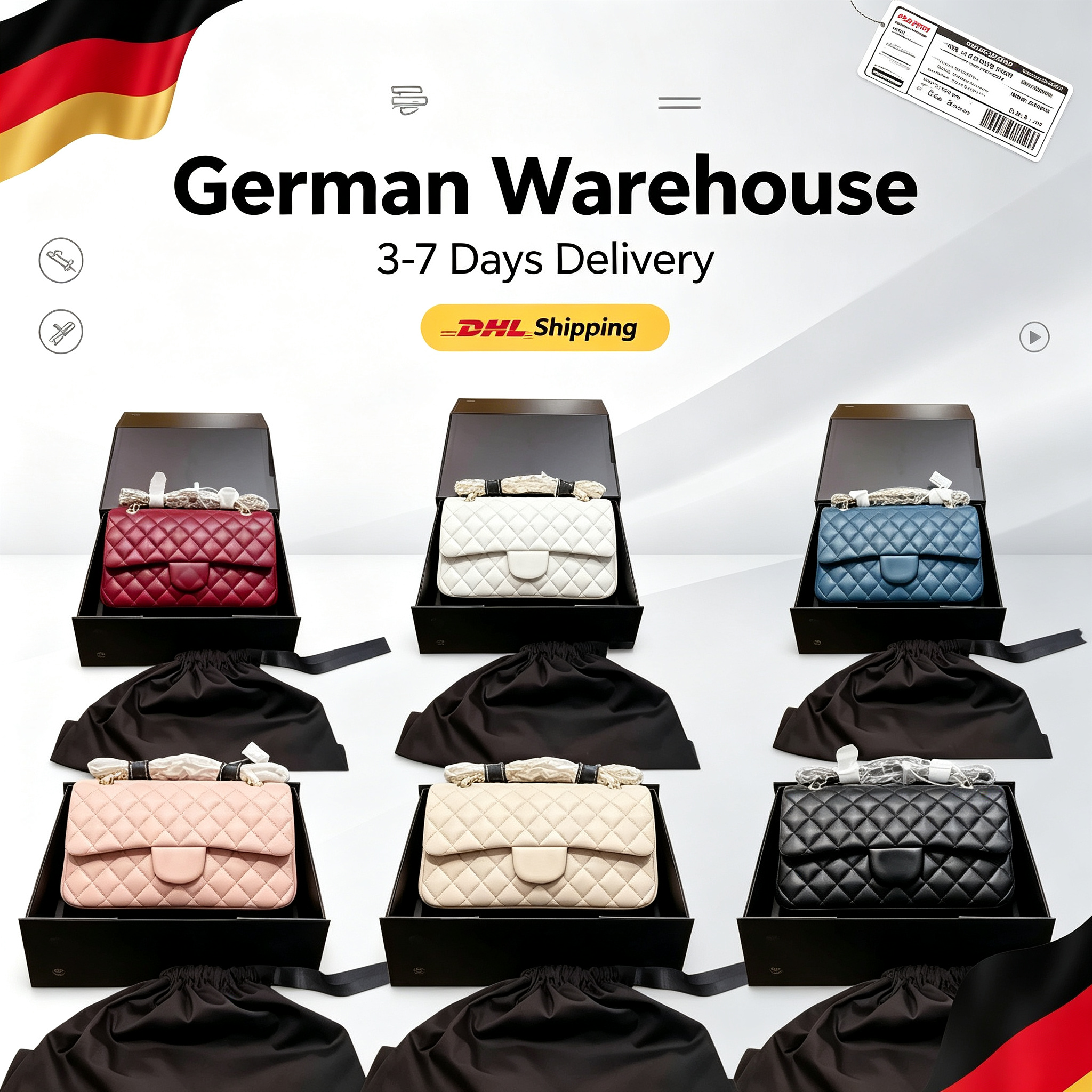 Luxury Quilted Chain Shoulder Bag Women Designer Handbag Crossbody Purse with Gift Box Multiple Color Choices Available Dispatched From UK & DE Ware