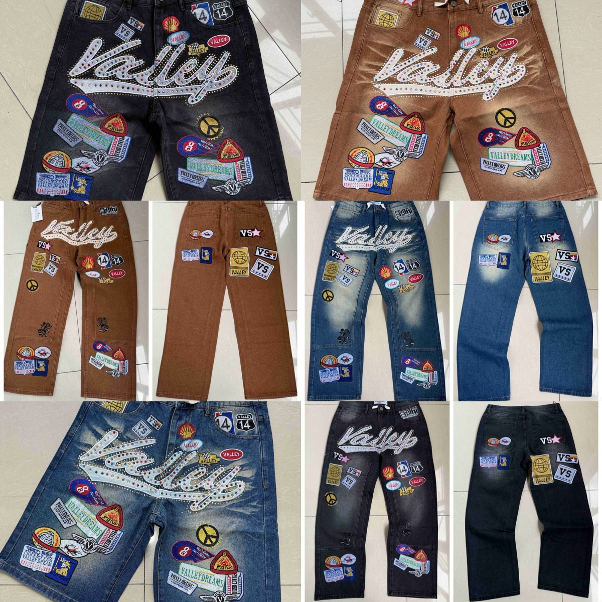 Designer Vales Mens Casual Baggy Denim Shorts Letter Print Jeans Shorts Streetwear Vintage Embroidered Straight Leg Jeans Unisex Hiphop Pants For Me