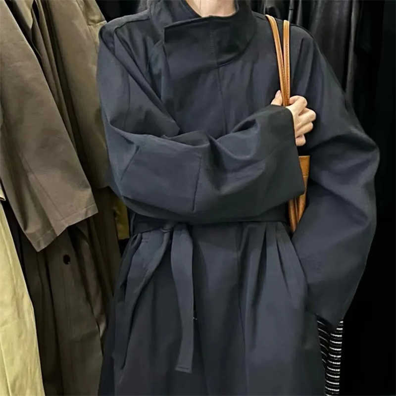 Women 2026 Korea Casual Long Trench Coat Autumn Winter Turn Down Collar Female Windbreaker Overcoat With Belt D260909