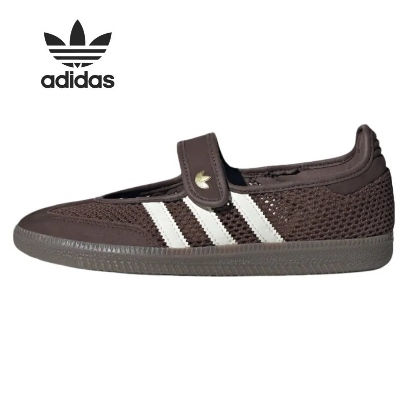 Free shipping Designer shoes adidas originals Samba Jane ballet-style versatile Mary Jane shoes for women Running Shoes, Sneakers in brown and white