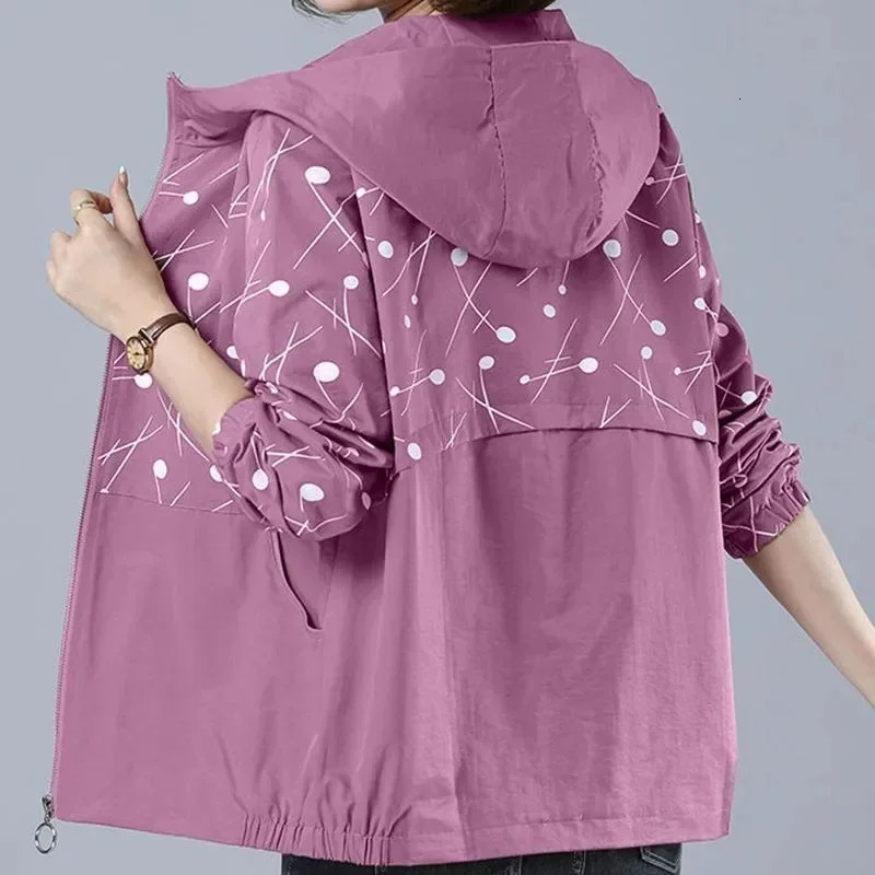 2026 Spring Summer Fashion Thin Windbreaker Women Jacket Coat Female Hooded Long Baseball Uniform Loose Jackets 260909