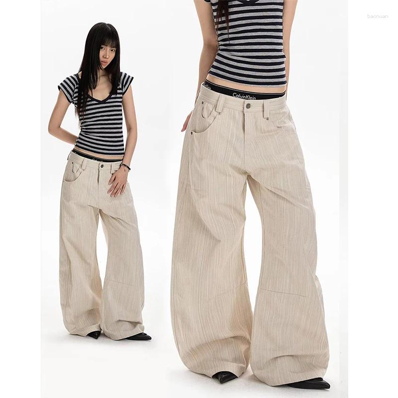 Jeans da donna Pantaloni larghi color cachi Hiphop Grunge Vintage Harajuku Y2K Pantaloni oversize a gamba larga Jean Japandi Style Denim 2026 a8