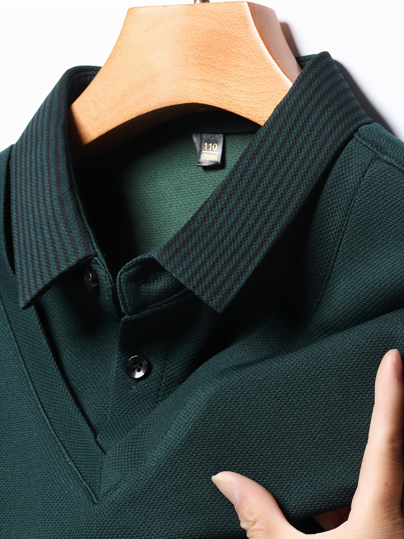 Designer Men's long sleeved faux two piece collar button up top solid color comfortable polo shirt sporty casual office wear 6c