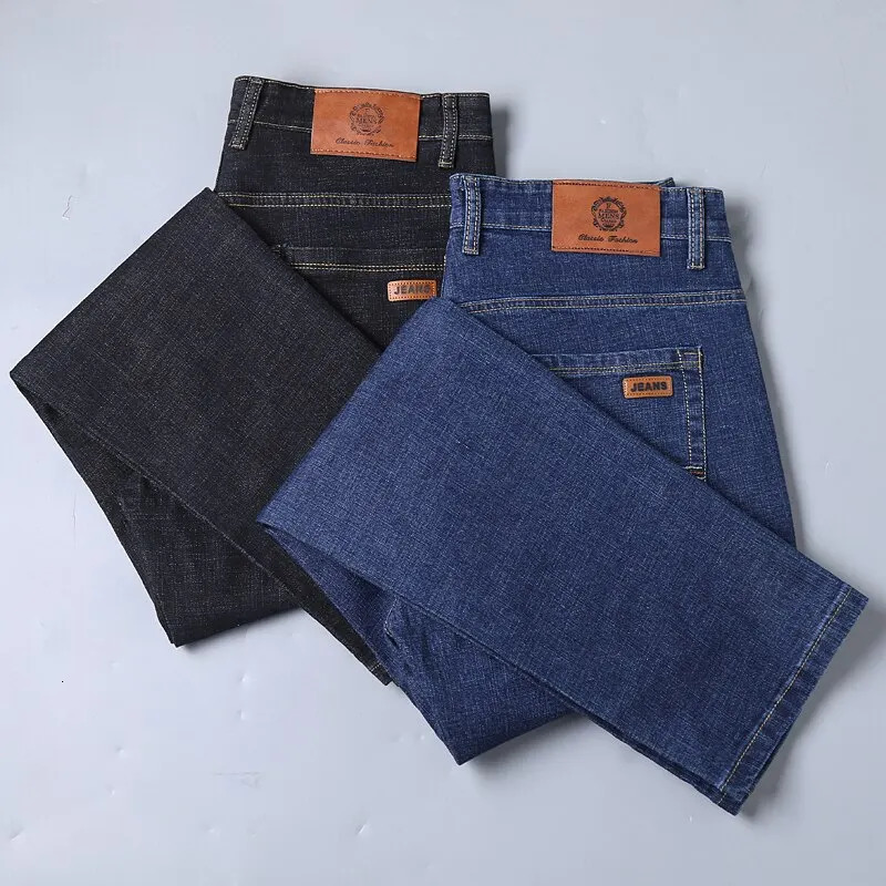 Men Fashion Straight Jeans Mens Stretch Slim Fit Pants Comfortable Soft Business Denim Trousers Male Clothing 260909