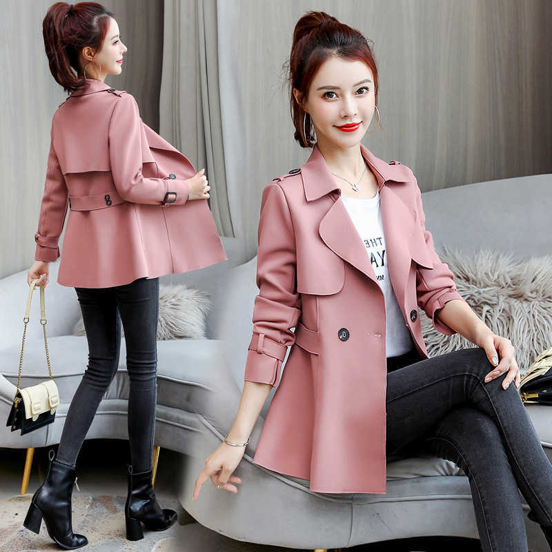 Mid-Length Trench Coat Coats Women Autumn 2026 New All-Match Double Breasted Pink tops Femme With Lining Spring D260909