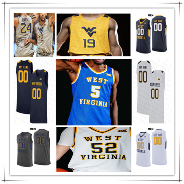 Honor Huff Maillot de basket-ball de Virginie-Occidentale Brenen Lorient Chance Moore Jasper Floyd DJ Thomas Harlan Obioha Jackson Fields 4XL
