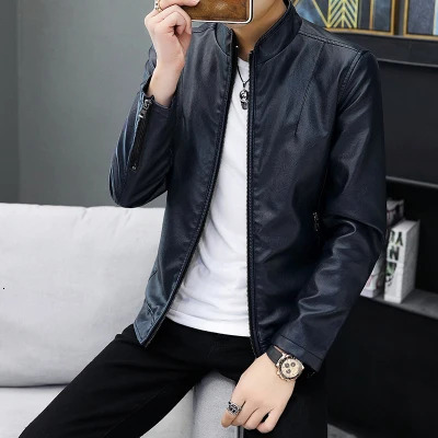Men's Autumn Leather Jacket Korean Style Casual Trendy Slim Fit All Match Handsome Faux Coat Fashion PU Outwear 260902