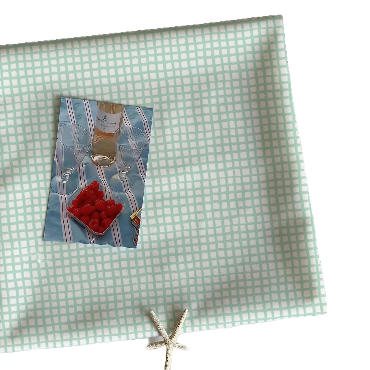 Springtime Japanese and Korean style mint green floral tablecloth, patterned tablecloth, floral tablecloth.265601