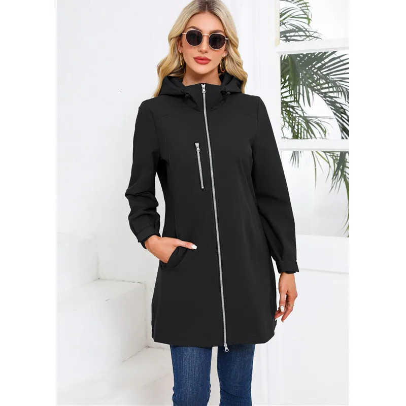 Women's Trench 2026 Green Women Hooded Long Casual Coats European Size S-3XL Trench Women Pink Black Blue Available. D260909