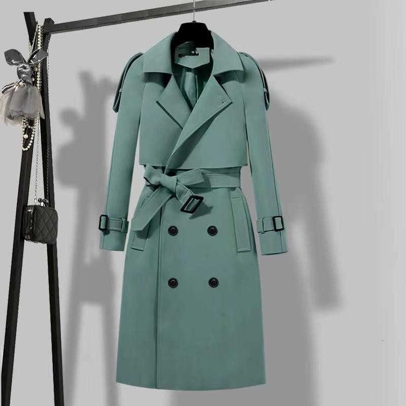 Long Sleeve Outerwears Trench Casual Coat For Women 2024 Autumn Winter Fashion Lace-up Long New In Coats Jackets Elegant D260909