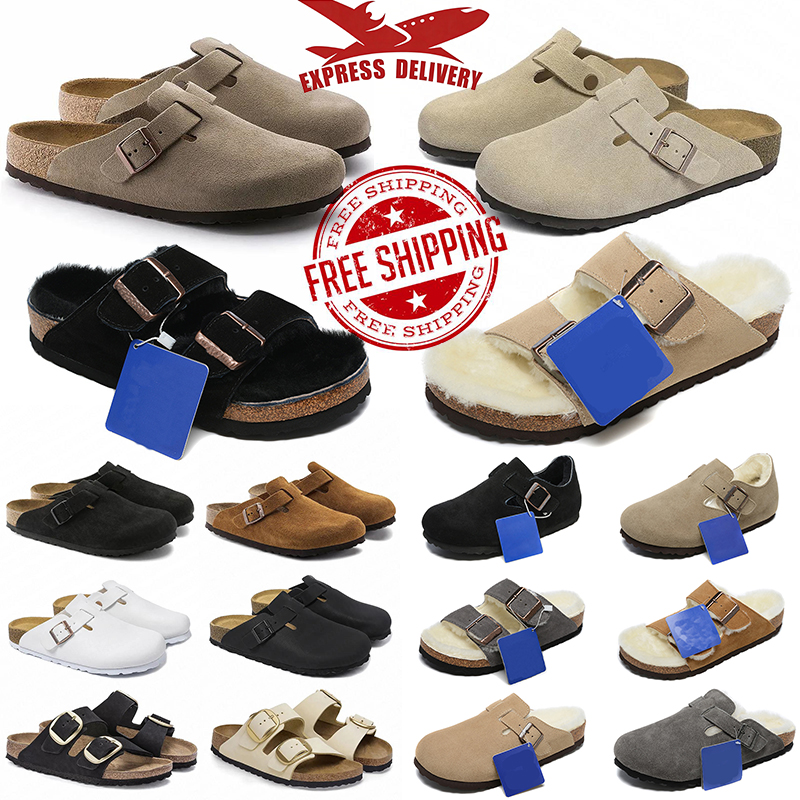 Free Shipping brikenstock Sandals Boston Clog Suede Arizona Cork Footbed Mules Unisex Cork designer Slippers Fur Lined Clogs Winter Warm Cork Mules