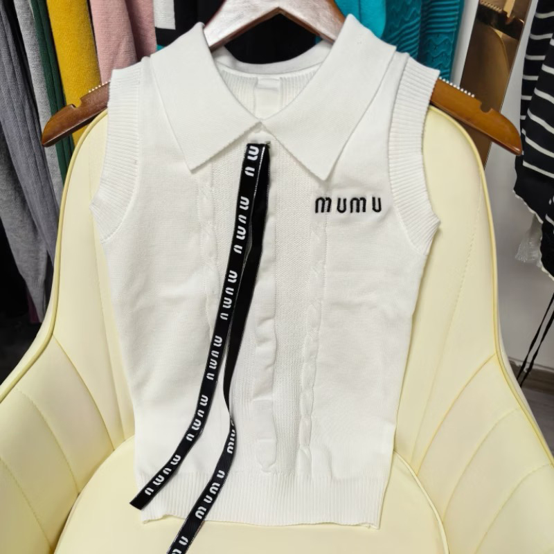 Butterfly bow lapel knitted embroidered vest slimming and body-shaping short style exquisite best-selling ribbon, gentle women's top