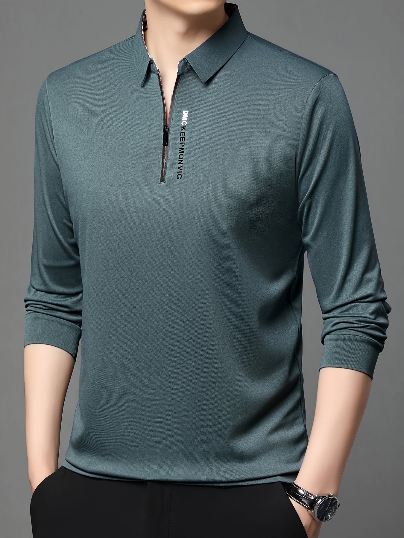 Designer Men's Long Sleeve T Spring and Autumn Turn down Collar Printed Fashionable Zippered Casual Sporty Lightweight POLO Shirt 88