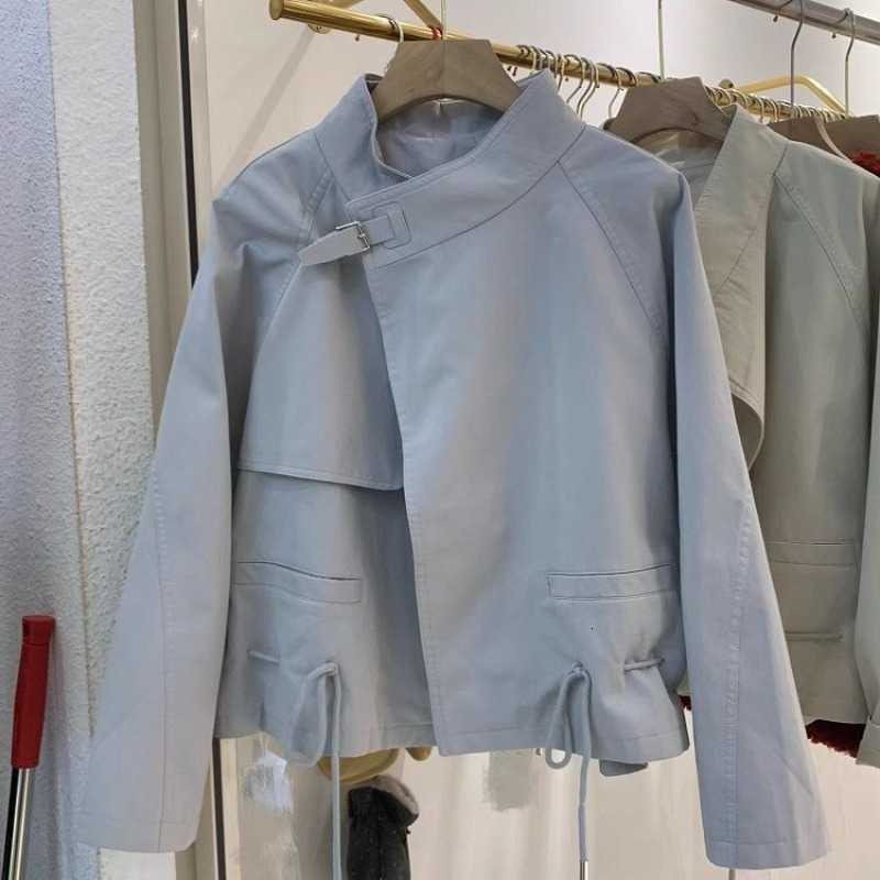 Loose Autumn New 2026 Korean Waist Collar Short Coat Women British Style Windbreaker Female Tops Outerwear Ladies D260909